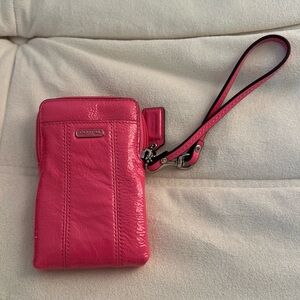 Coach pink leather wristlet